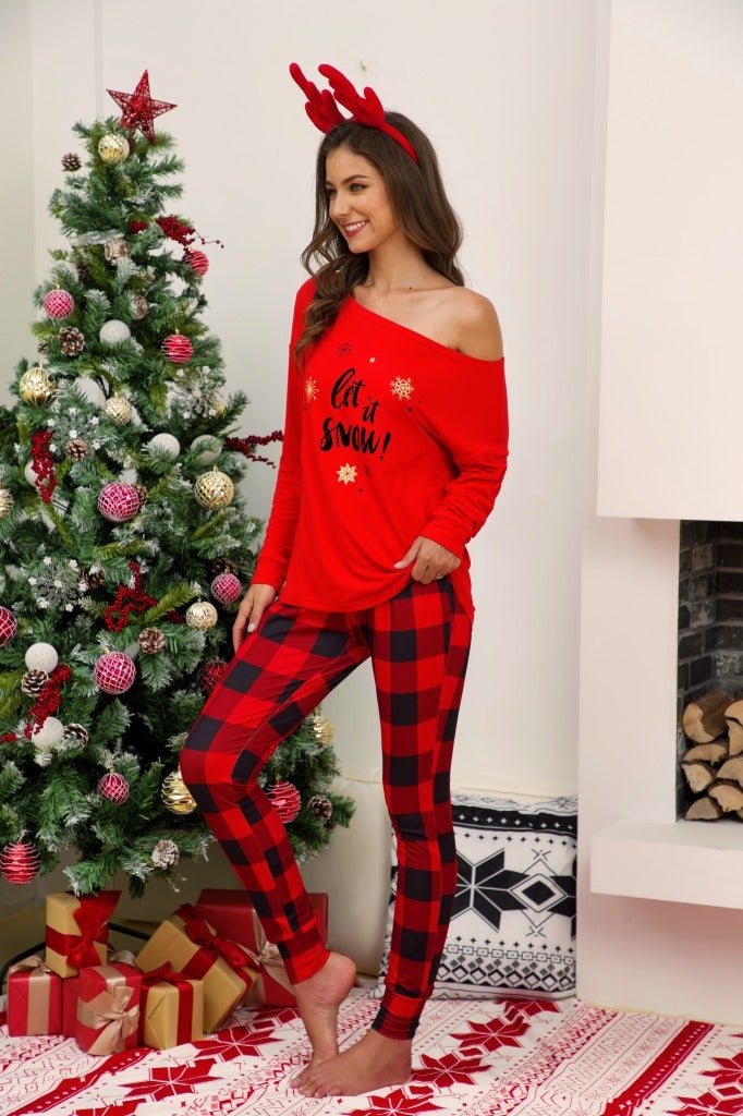 Pyjama hiver chaud Noël femme (Couleur: Rouge, Taille: XS)