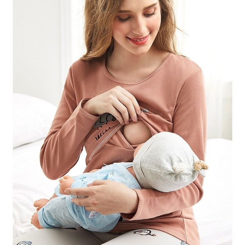 Joli pyjama de grossesse ultra doux pour femme enceinte